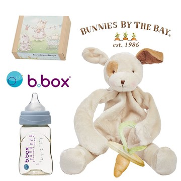 (一份愛，一份心)  彌月禮盒 b.box PPSU 嬰兒奶瓶180ml+海灣兔-奶奶狗 {{外島不配送}}