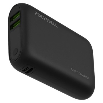POLYWELL 寶利威爾 雙向快充行動電源 USB + Type-C  黑色  PW15-T16-A002