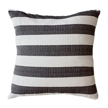 條紋亞麻棉抱枕  45 x 45cm  灰黑色  1個