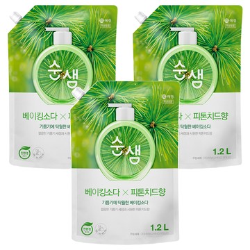 Soonsaem 檸檬酸蔬果碗盤洗潔精補充包  1.2L  3包