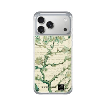 iPhone 17 Pro Max ClearX 霜透灰 - Van Gogh Museum - 盛開的杏花與手寫稿背景