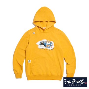 江戶勝 男裝 勝太郎系列 勝太郎泡溫泉長袖連帽T恤-桔黃色