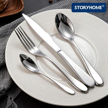 寬柄牛排刀叉勺三件套兩件套裝加厚304不銹鋼西餐廳家用西餐餐具
