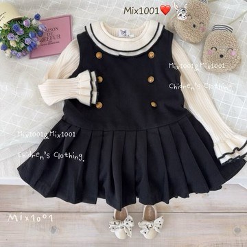 🌈✨mix1001 學院風 ❤️小百褶背心洋裝✨兒童背心洋裝 5-17