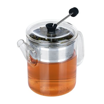 Quasi 舞茶304不鏽鋼濾網耐熱玻璃壺1500ml_適用IH電磁爐瓦斯爐(泡茶壺/花茶壺)