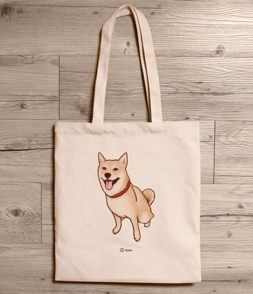 柴犬-坐姿---肩背帆布包-台灣製棉麻布-提袋-蒼蠅星球