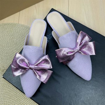 2025新款尖頭氣質平底半托單鞋平底包頭半拖鞋女夏外穿涼拖穆勒鞋