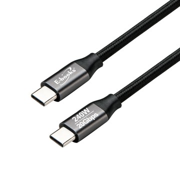 E-books XA66 USB4鋁製240W 20Gbps C to C  + 4K影音四合一快充傳輸線-2M