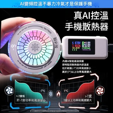 💕。速降溫AI結冰手機散熱器半導體制冷智慧溫控數顯可開關燈遊戲直播 新款夏天降溫神器