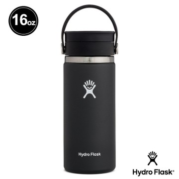 Hydro Flask 官方旗艦 16oz/473ml 寬口旋轉咖啡蓋保溫瓶 時尚黑