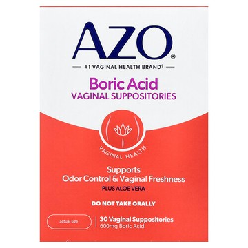 AZO, 硼酸，女性私密部位栓劑，600 毫克，30 粒栓劑