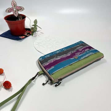 【復古條紋】三合一隨身拉錬包/手機包/散步包