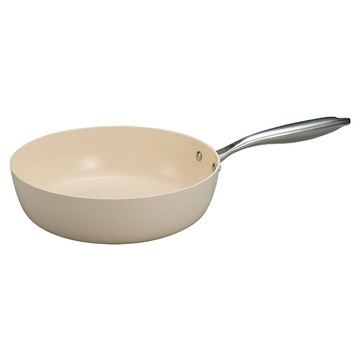 SILWA 西華 鵝卵石陶瓷不沾深煎鍋 BSW-28W 奶油杏白 1.5kg  28cm  1個