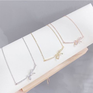 ANGEL 一字蝴蝶結絕美韓風鎖骨短鍊(2色可選)