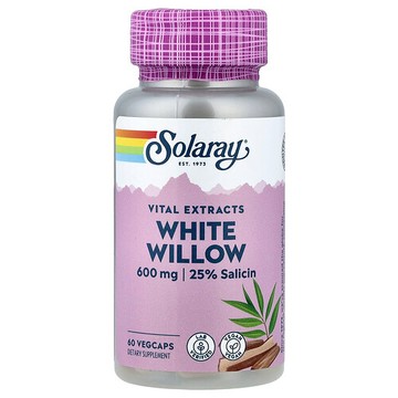 Solaray, 重要提取物，白柳，600 毫克，60 粒素食膠囊