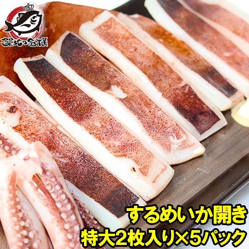 いか イカ イカ焼き 本当にデカイ！特大いか開き 2枚入り×5袋 甘塩手造りの特選クラス 驚きの大きさと身の厚さでとても柔らか 北海道産