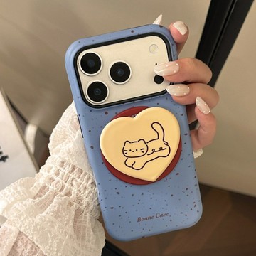 貓咪磁吸支架適用蘋果12/13/14/15/17手機殼iPhone17pm菲林11撞色卡通15磨砂16