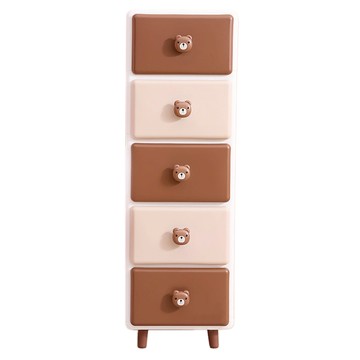 AOTTO 創意傢俱 35面寬童趣動物五層收納櫃 加高加深 AT-035BK  5層  棕色小熊