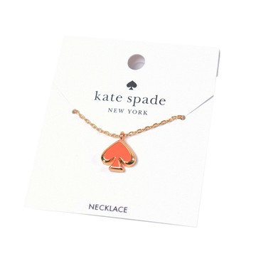 KATE SPADE 琺瑯桃心鎖骨鍊-熔岩橘
