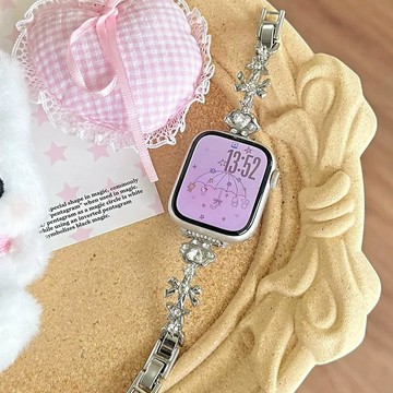 蝴蝶貓爪鑲鑽錶帶 適用Apple watch11錶帶 iwatch錶帶 全系列通用錶帶 當季錶帶