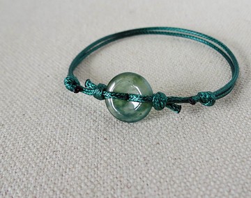 本命年【平安‧如意】平安扣翡翠韓國蠟線手鍊*AB10*招財、保平安