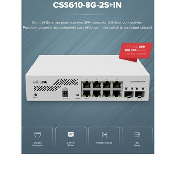 台灣公司貨 新款CSS610-8G-2S+IN 8口Gigabit 交換機 10G-SPF+