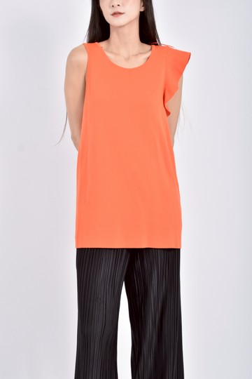 (M) zara質感針織無袖橘色上衣