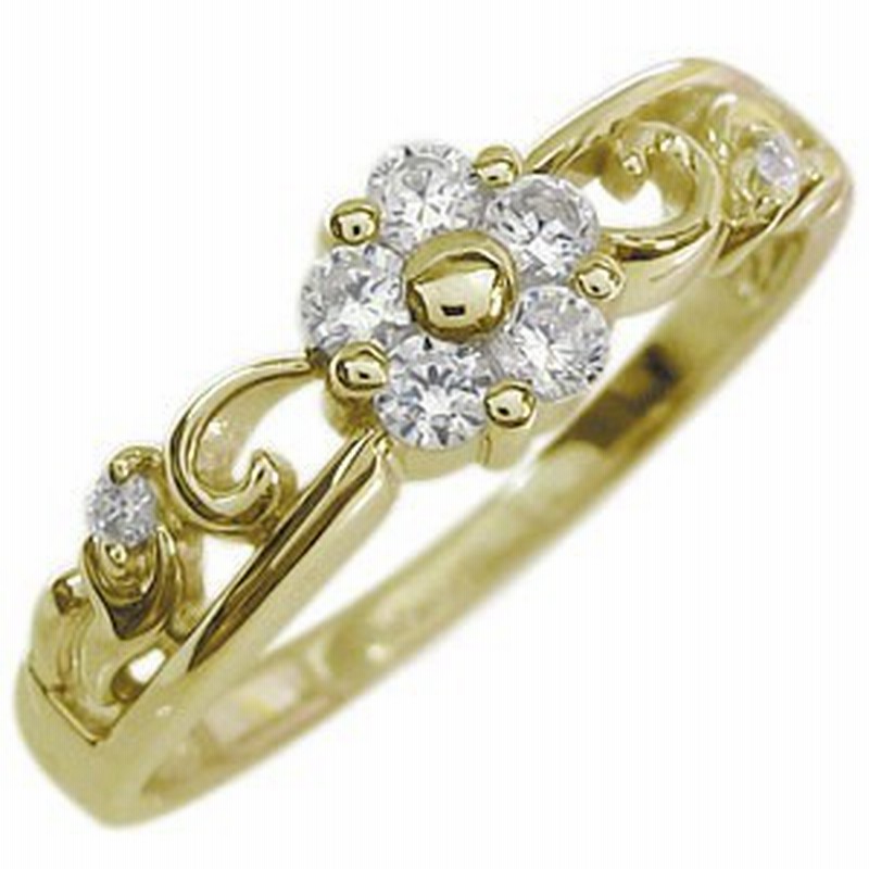 エンゲージリング 花 フラワー 婚約指輪 10金 ダイヤモンドエンゲージリング 通販 Lineポイント最大1 0 Get Lineショッピング