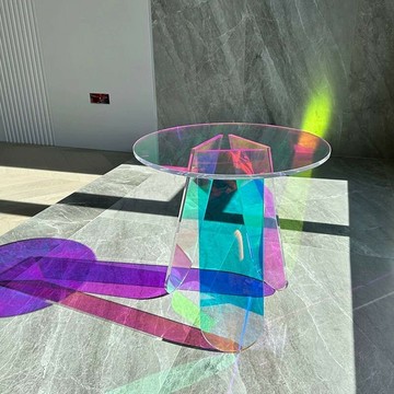 免運 可開票 家具 櫃子 收納 網紅咖啡桌茶幾小圓桌現代簡約沙發邊幾炫彩亞克力角幾清倉 公司貨DDD4011