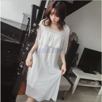 ネグリジェ パジャマ レディース 春夏 ルームウェア キャミワンピース ロングネグリジェ レースフリル 女性 大人可愛い 部屋着 寝巻き Alohamahalo 通販 Lineポイント最大get Lineショッピング