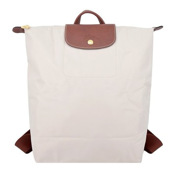 [平輸版]LONGCHAMP LE PLIAGE系列再生尼龍摺疊後背包(中/白紙)真品平輸