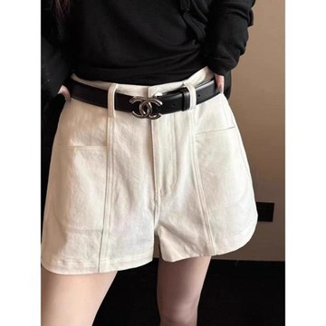 白色高腰牛仔短褲女夏薄款大碼胖mm寬松顯瘦休閑百搭a字闊腿熱褲