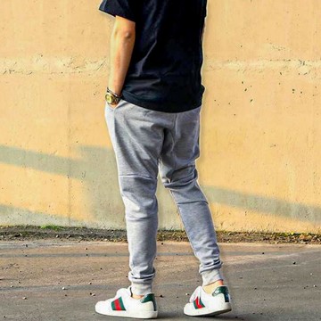 激彈運動束口褲 免運 台灣現貨 縮口褲 黑灰色 簡約 百搭 束口褲 運動長褲 棉褲 長褲【MP34】