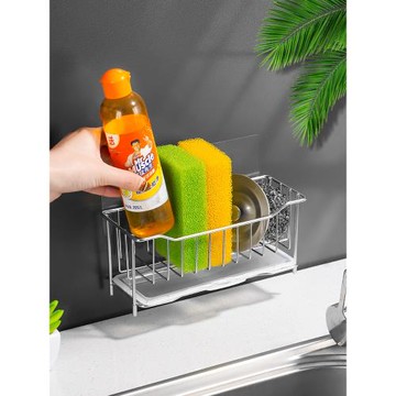 廚房水槽邊海綿瀝水架304不銹鋼洗碗布鋼絲球瀝水籃水池置物架