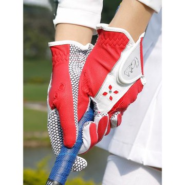 pu皮防滑粒高爾夫球手套女左右雙手女裝防曬耐磨手指套golf glove