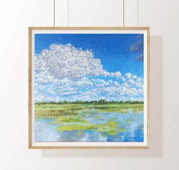 山水畫 雲彩油畫 原畫 沼澤畫