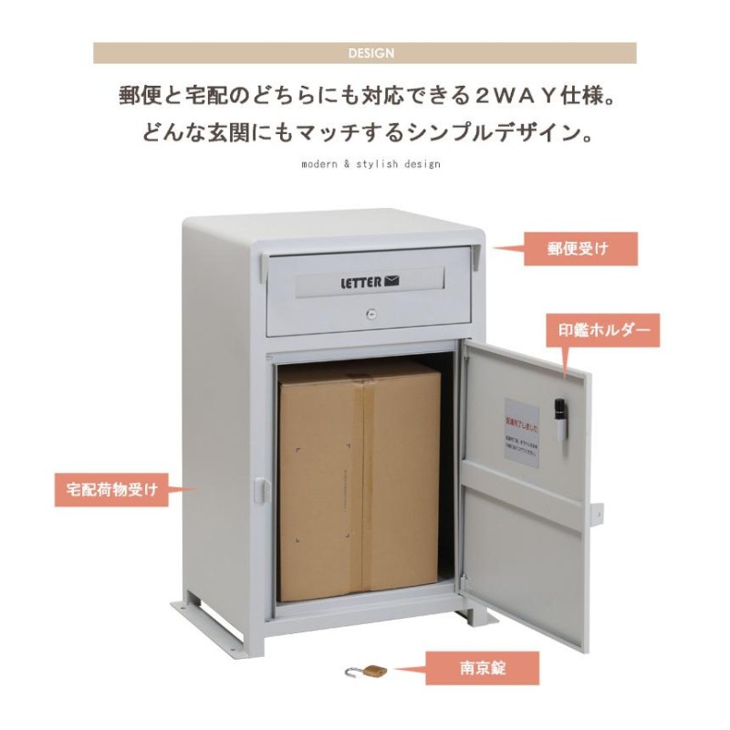 71%OFF!】 宅配ボックス 大容量 一戸建て用 ガレット 本体 埋め込み仕様 オンリーワン 郵便ポスト 郵便受け おしゃれ イメージ