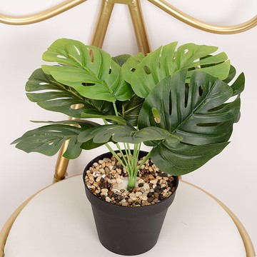 洛陽牡丹 綠龜背葉仿真植物盆栽家居酒店辦公裝飾綠植假花盆景擺件 北歐風