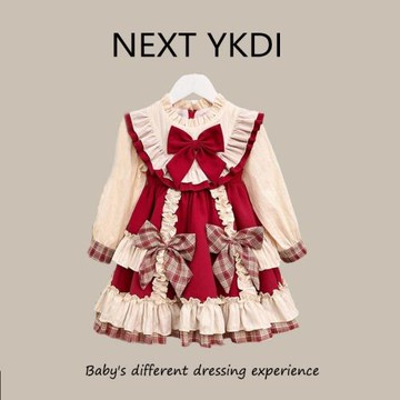 英國NEXT春秋新款女童古風漢服連衣裙超仙洛麗塔裙子小女孩公主裙