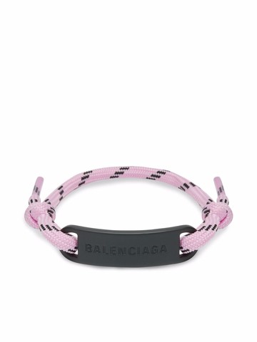 Balenciaga - plate rope bracelet - women - Cotton/Polyester/Brass - One Size - Pink
