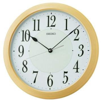 seiko SK037 精工鐘 (QXA824A) 夜光滑動式仿木圓形掛鐘 黃框 41 cm｜樂天領券現折★全館特惠中★指定刷卡回饋10%