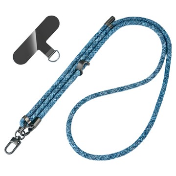 BEOK 防丟失手機繩編織紋尼龍 7mm手機斜背繩 可調式多功能掛繩  花墨藍  1組