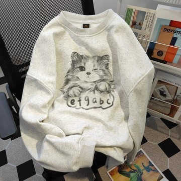 已售9642件💖REOY 大學t 純棉 衛衣 美式 韓版衛衣 上衣 圓領 薄款 設計感 秋冬上衣 ins風 寬鬆衛衣