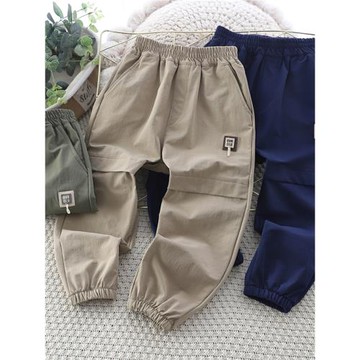 男童速干登山工裝褲春秋款2024新款運動褲子兒童中大童男孩長褲潮