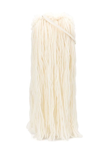Discord Yohji Yamamoto - fringed shoulder bag - women - Lambs Wool - One Size - White