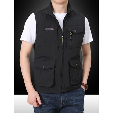 戶外馬甲男旅游多兜寬松大碼坎肩秋季薄款休閑釣魚多袋工裝馬夾男