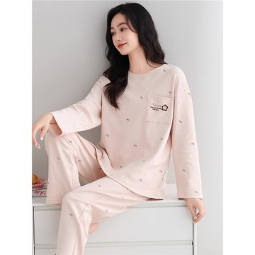 純棉睡衣女春秋2025年新款長袖全棉可愛學生寬松加大碼家居服套裝