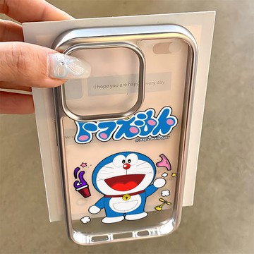 免運+隔日🚚電鍍鐳雕手機殼 哆啦A夢 適用於蘋果17promax 16Pro 15plus 14 13 12 11防摔