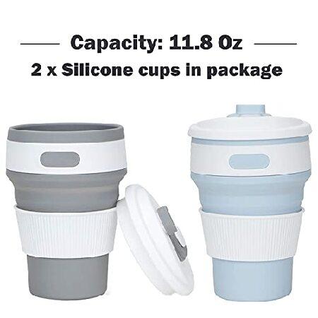 2Pcs Silicone Collapsible Travel Cup Camping Cups Collapsible Cups Drinking Cups with Lids for Adults Foldable Silicone Cup Collapsible C 並行輸入品