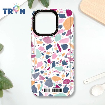 TRON IPHONE 16 PRO 大顆彩色幾何磨石子A款 防摔 MAGSAFE 磁吸 太空載具殼 透黑 手機殼